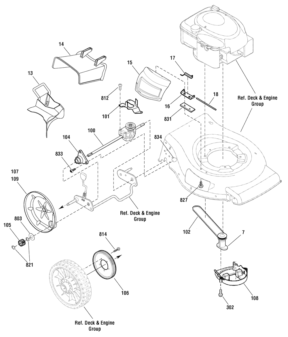 Drive Group (881243dr) Diagram and Parts List for 881243-MXTH675 2011 Briggs and Stratton Lawn Mower